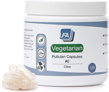 Cápsulas Vacías Tamaño 0 - Pullulan Vegano - – Tamaño 0: 0,3 pulgadas de diámetro y 0,85 pulgadas de largo, – Image 1