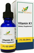 Herb-Science Vitamina K1 Gotas - Suplemento de Vitamina K1 y Aceite de Cártamo - Apoya la Salud de la Sangre, Huesos y Piel - Sin Alcohol, Vegano, 30 ml (1 fl oz), 36 porciones