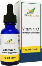 Herb-Science Vitamina K1 Gotas - Suplemento de Vitamina K1 y Aceite de Cártamo - Apoya la Salud de la Sangre, Huesos y Piel - Sin Alcohol, Vegano, 30 ml (1 fl oz), 36 porciones