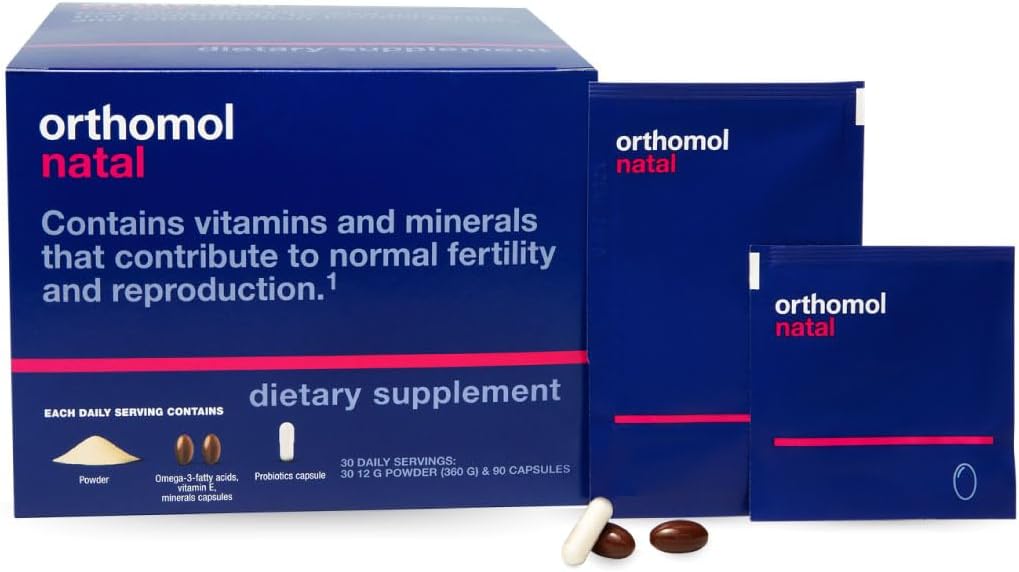 Orthomol Natal - Suplemento prenatal con DHA y ácido fólico, 30 sobres