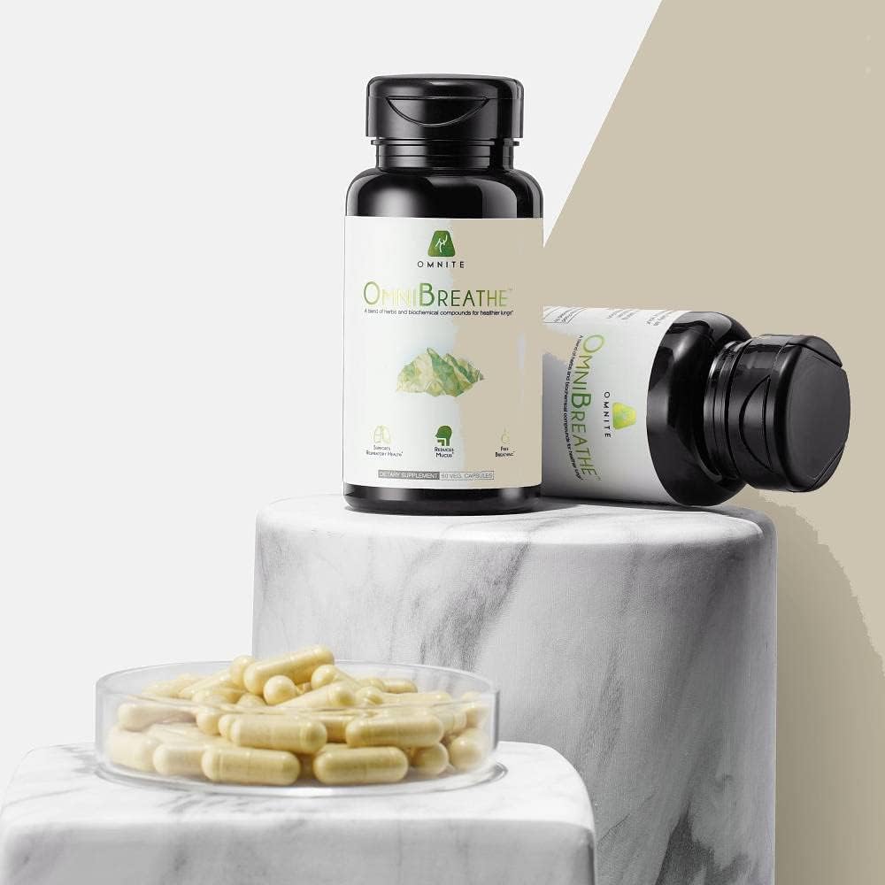 Omnite Suplemento Respiratorio con Mullein, NAC y Ortiga | Fórmula de Bienestar para Vías Respiratorias | 60 Cápsulas Veganas