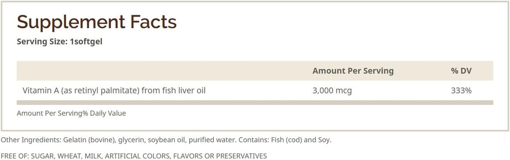 Vitamina A 10.000 UI - 100 Cápsulas Blandas