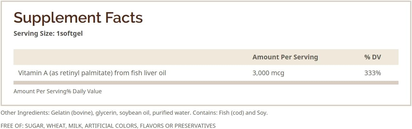 Vitamina A 10.000 UI - 100 Cápsulas Blandas