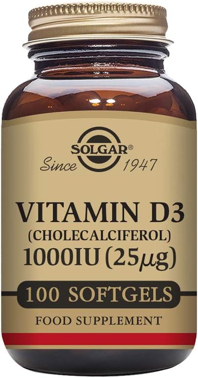 Solgar Vitamina D3 (Colecalciferol) 25 mcg (1000 UI), 100 Softgels