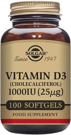 Solgar Vitamina D3 (Colecalciferol) 25 mcg (1000 UI), 100 Softgels