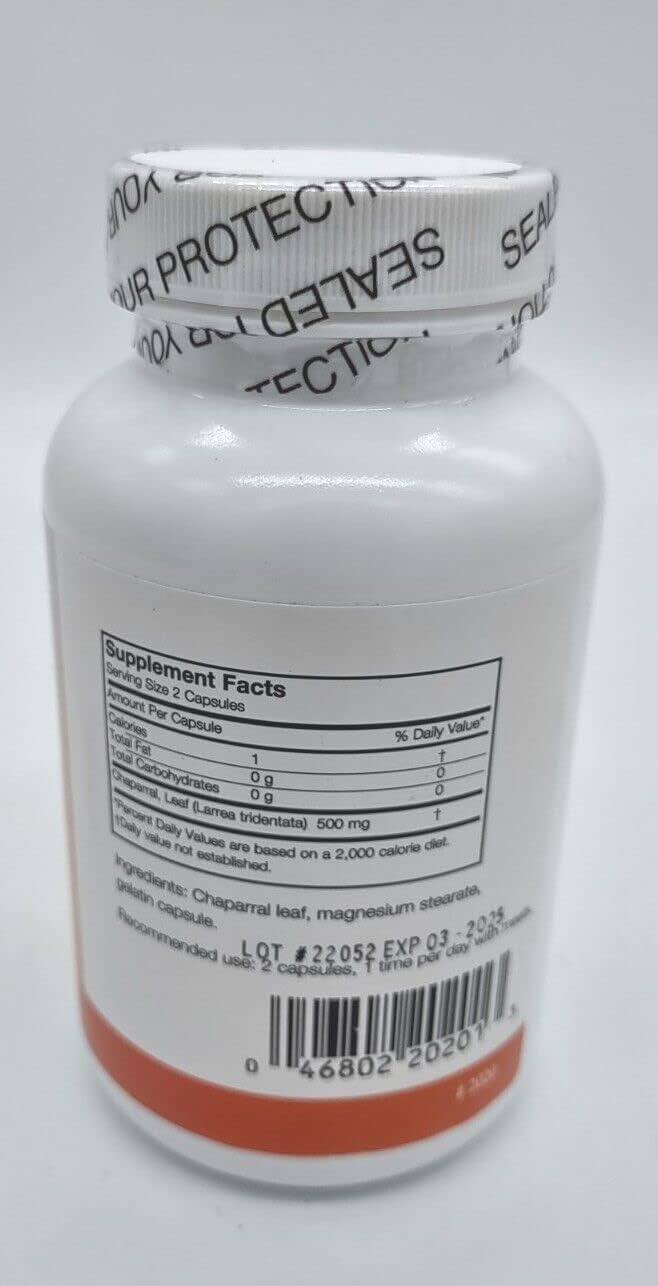 Arizona Natural Chaparral (Larrea tridentata), 500 mg, 180 Cápsulas