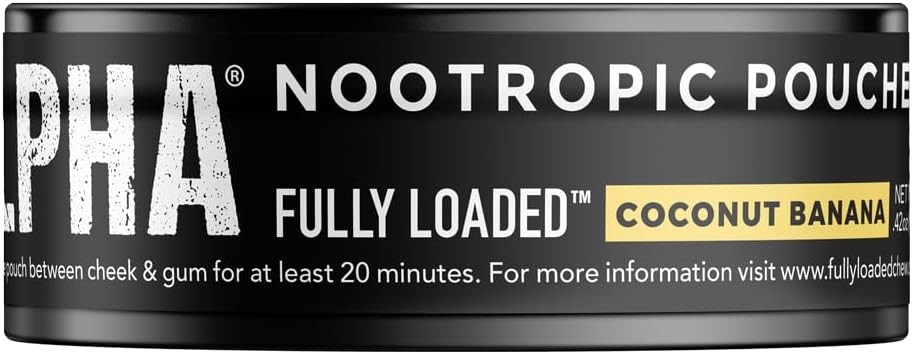 Fully Loaded Alpha Nootropic Pouches (Coco y Plátano) - 5 Latas - 15 Bolsitas por Lata