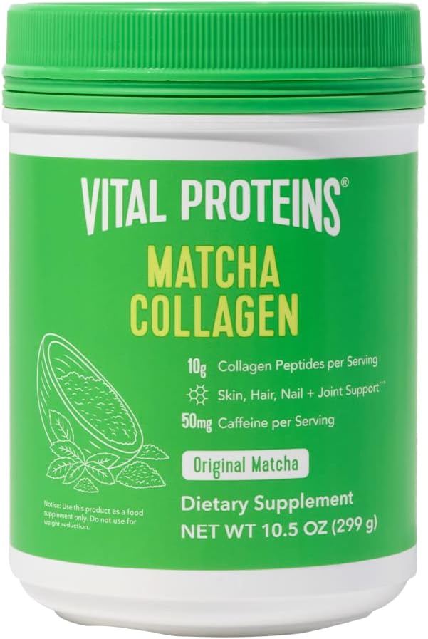 Vital Proteins Matcha Collagen Peptides Powder Supplement, Matcha Green Tea Powder, 10.5 oz, Original Flavored - görsel 1