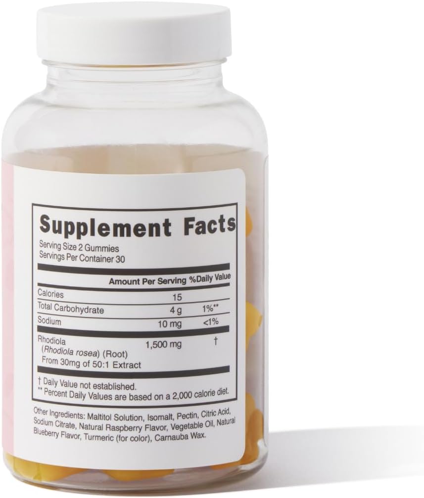 MAKE TIME Rhodiola Gummies para Mujeres - Apoyo Cerebral y Estrés - 30 Gomitas Sin Azúcar