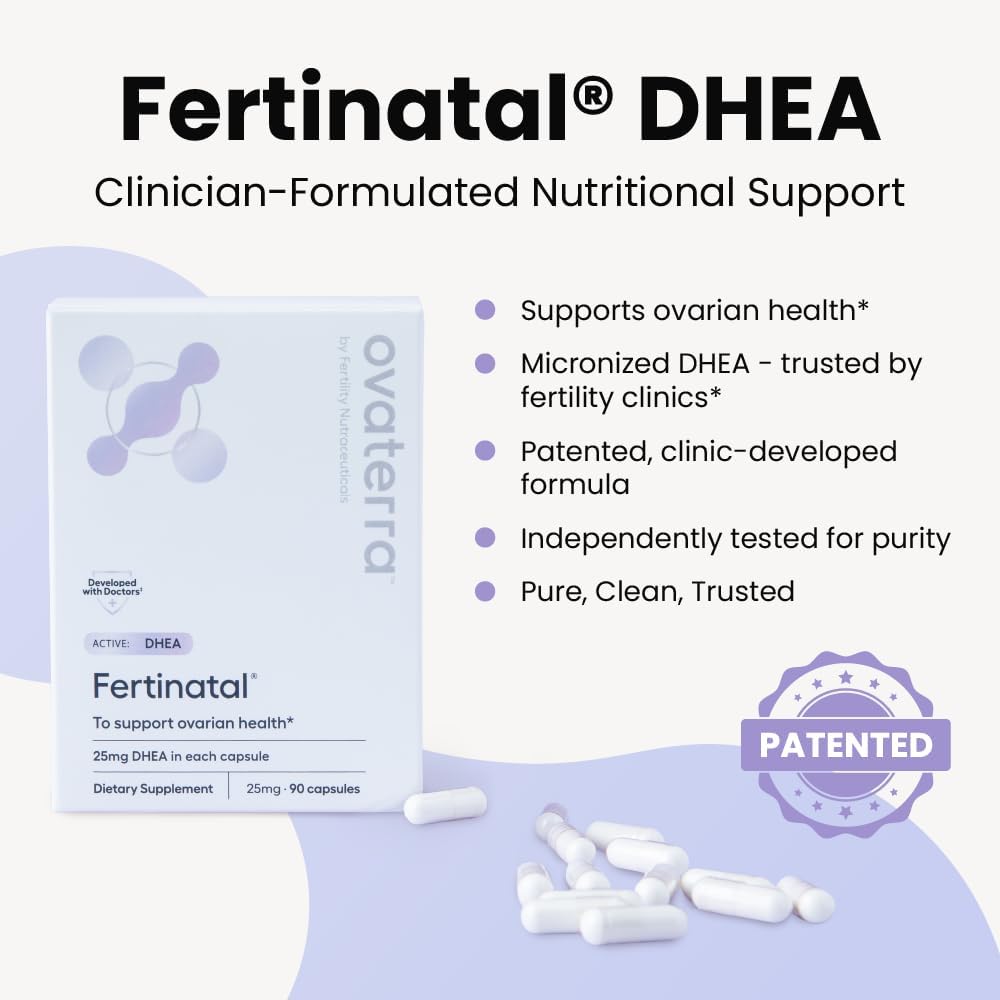 Fertinatal DHEA Micronizado 25mg para Mujer - Suplemento de Fertilidad Natural - 90 Cápsulas