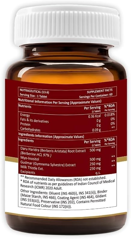 Lean Balance Berberine Plus - Fórmula 4 en 1 con Berberina, Inositol, Cardo Mariano y Gymnema (1 Pack)