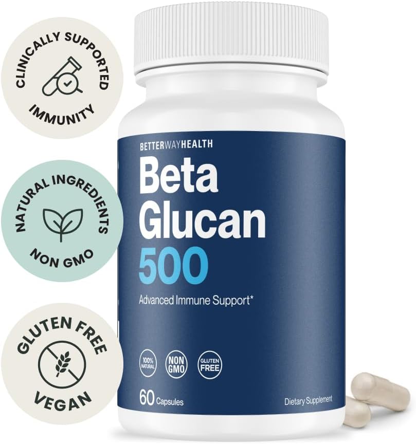 Better Way Health Beta Glucano 500 - 60 Cápsulas - Alta Pureza 1,3/1,6