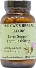 Barlowe's Herbal Elixirs Fórmula de Apoyo Hepático - Extracto de Diente de León y Cardo Mariano, 650mg, 60 Cápsulas Veganas