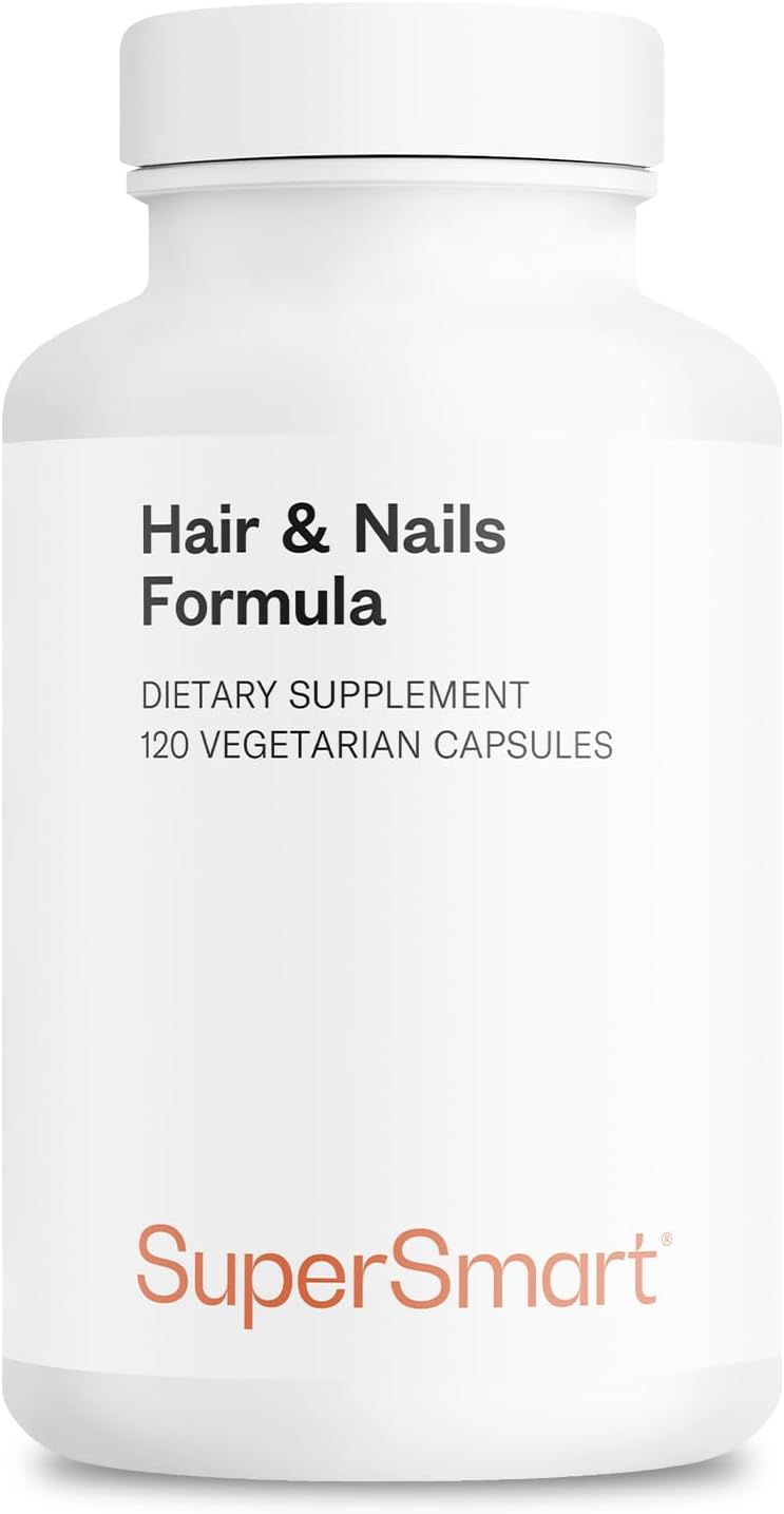 Supersmart - Hair & Nails Formula - Queratina Solubilizada con Biotina, Bambú y MSM - 120 Cápsulas Vegetales