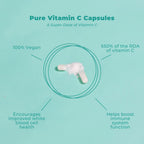 Suplemento de Vitamina C Pura - Vegano, Sin Gluten, No Transgénico - 120 Cápsulas