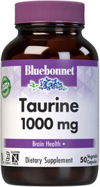 Bluebonnet Nutrition Taurina 1000 mg – 50 Cápsulas Vegetales, No Transgénico, Vegano, Sin Gluten