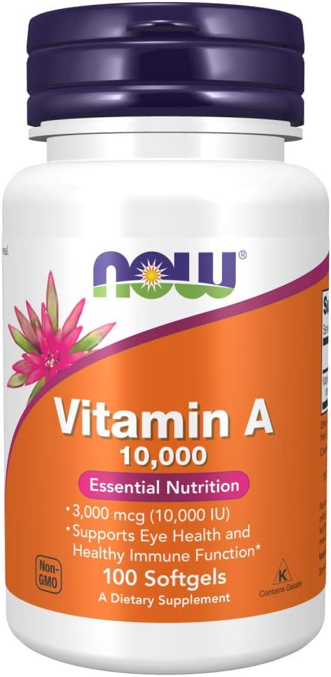 NOW Foods Vitamina A, 10,000 UI, 100 Cápsulas Blandas