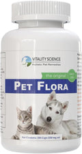 Vitality Science Pet Flora – Probióticos Naturales para Perros y Gatos | Salud Digestiva | 250 Cápsulas