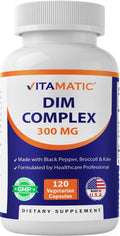Vitamatic Complejo de DIM 300mg - 120 Cápsulas Veganas - con Brócoli, Kale y Pimienta Negra - No-GMO y Sin Gluten