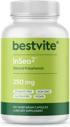 BESTVITE InSea2 250mg (120 Cápsulas Vegetarianas) - Mezcla Investigada de Algas Kelp y Bladderwrack - Sin Estearatos - Vegano - No OGM - Sin Gluten