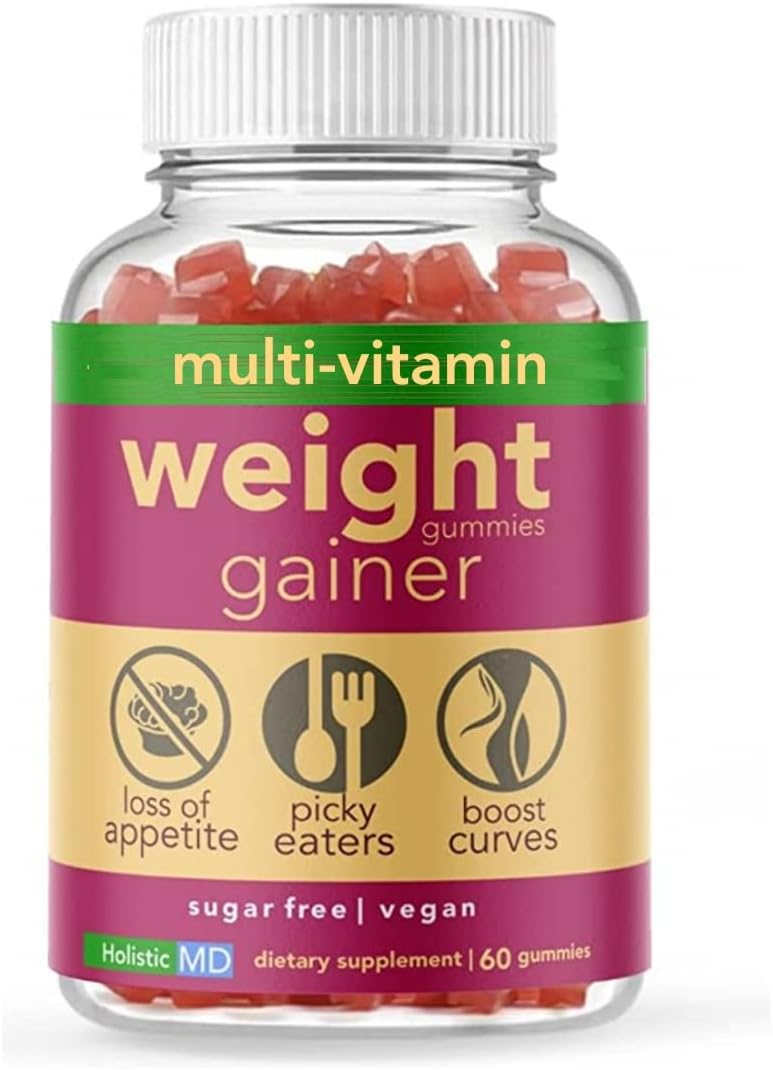 Holistic MD Gainer Gummies - Multivitamínico con L-Lisina y Vitamina B para Toda la Familia - 60 Gominolas Veganas sin Azúcar