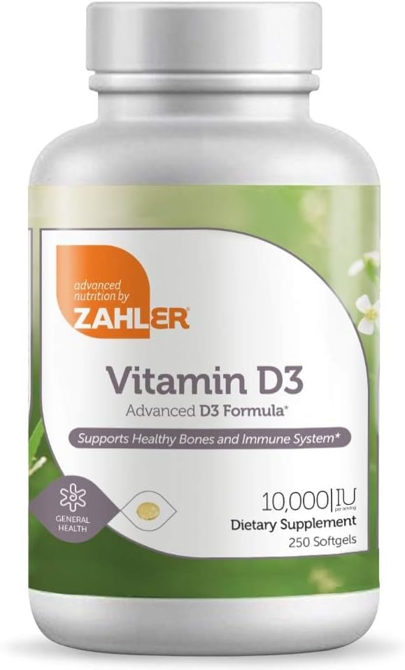 Zahler - Vitamina D3 Avanzada 10,000 UI - 250 Cápsulas Blandas