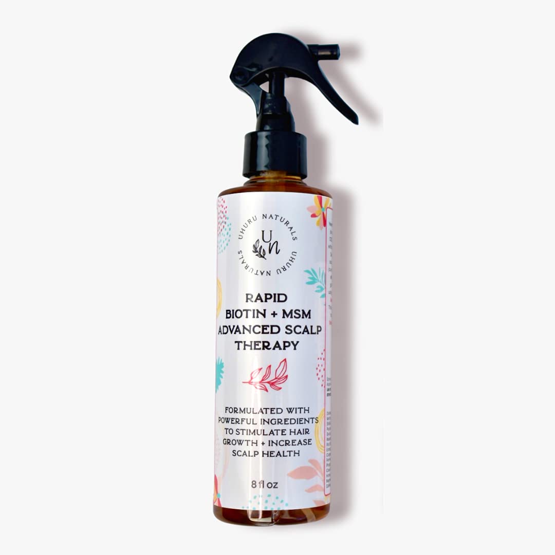 Uhuru Naturals Spray Capilar con Biotina y MSM – Tratamiento Fortalecedor para el Cuero Cabelludo 237 ml