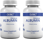 Dr.K&C Premium Albumin Protein Supplement 1000mg, 2 Bottles (120 Tablets Each), Daily Energy & Wellness Support