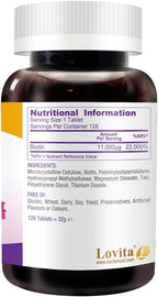 LOVITA Biotina 11000mcg - 384 Comprimidos Veganos de Disolución Rápida