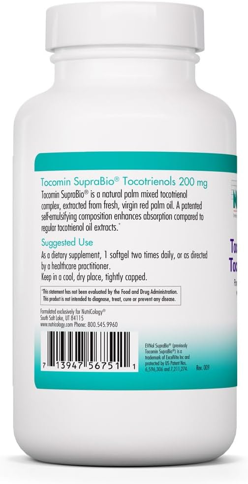 Nutricology Tocomin SupraBio Tocotrienoles 200 mg - 120 Cápsulas Blandas