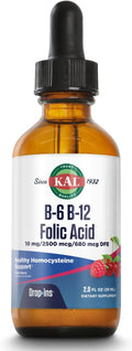 KAL Vitamin B-6 B-12 Folic Acid DropIns, Gotas Líquidas de Complejo B, 59 dosis, 2 oz