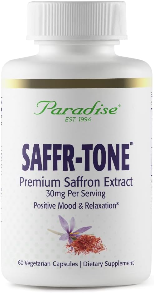 Paradise Herbs Saffr-Tone, Saffron Extract, Active Whole Spectrum, 60 Vegetarian Capsules