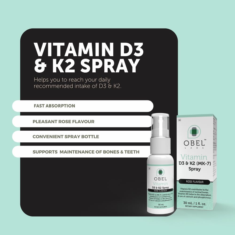 obel Spray Vitamina D3 y K2 – Mantenimiento Óseo y Absorción de Calcio