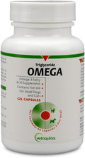 Vetoquinol Triglyceride Omega - Aceite de Pescado para Perros y Gatos - Apoya la Piel, el Pelaje y la Respuesta Inmunitaria - Suplemento con Mezcla de Vitaminas para el Corazón, Ojos, Huesos y Músculos - 60 Cápsulas
