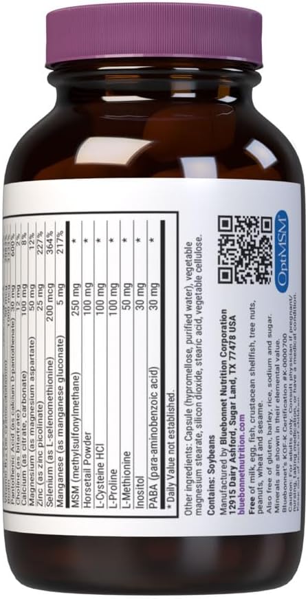 Bluebonnet Nutrition Fórmula Definitiva para Cabello, Piel y Uñas - Vitaminas, Minerales y Nutrientes Especializados - Sin Gluten, Kosher, Vegano, 60 Cápsulas Vegetales