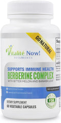 Berberina de Alta Potencia 500 mg + Melón Amargo y Banaba - Apoyo al Sistema Inmunitario - Salud Cardiovascular y Gastrointestinal - 60 Cápsulas Vegetarianas