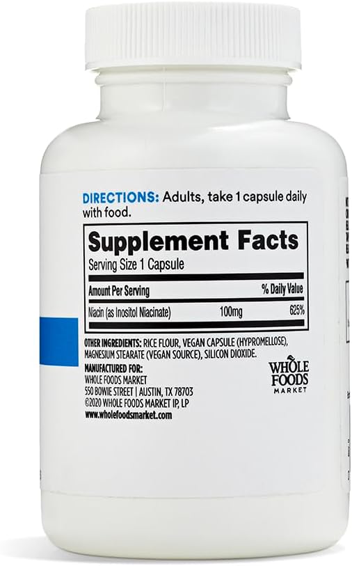 365 by Whole Foods Market, Niacina, 100 mg, 100 cápsulas