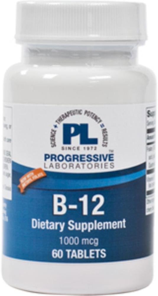 B-12 1000 mcg, 60 Comprimidos Sublinguales - Progressive Laboratories