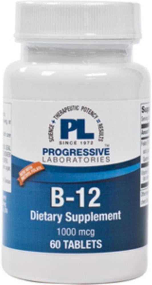 B-12 1000 mcg, 60 Comprimidos Sublinguales - Progressive Laboratories