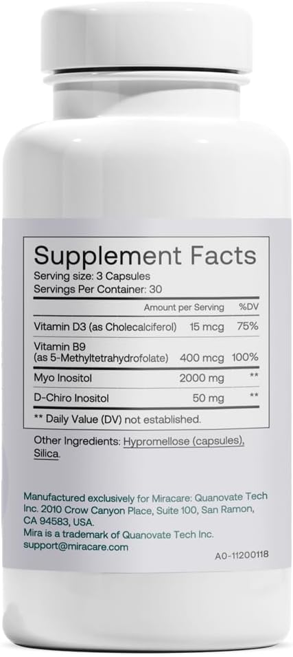 MIRA Suplemento para SOP con Myo Inositol y D-Chiro Inositol 40:1 - 90 Cápsulas