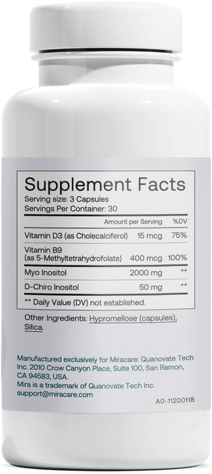 MIRA Suplemento para SOP con Myo Inositol y D-Chiro Inositol 40:1 - 90 Cápsulas – Image 7
