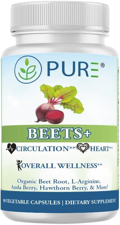 PURE Beets+ Cápsulas de Remolacha Orgánica - 900mg, 90 Cápsulas