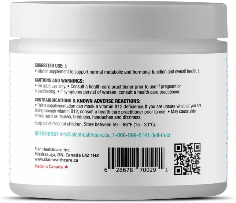 Suplemento de Inositol - Myo-Inositol y D-Chiro Inositol con Folato Activo - Relación 40:1 (60 Dosis, Tarro de 129g)
