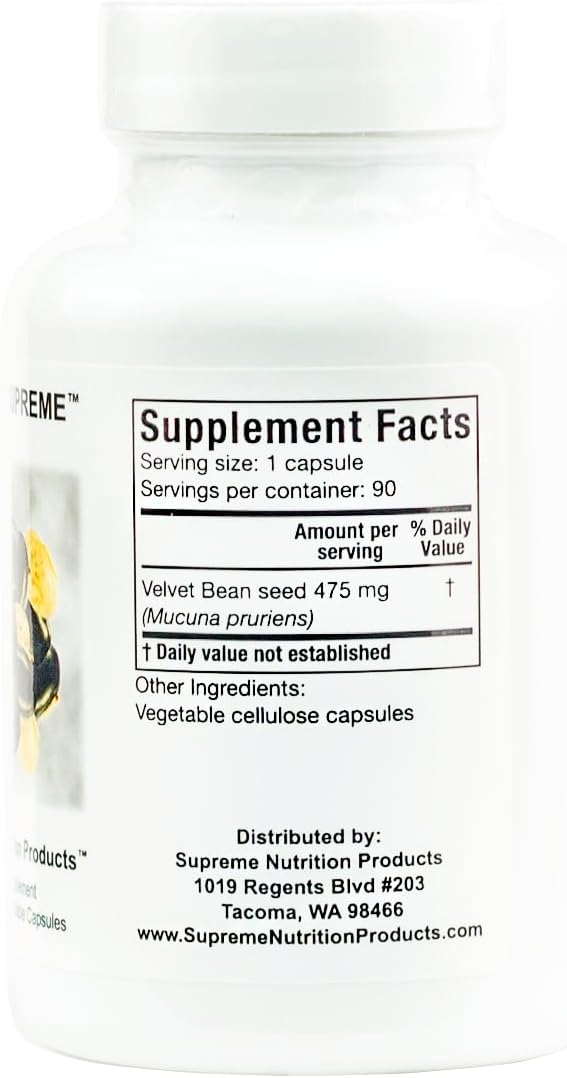 Supreme Nutrition Mucuna Supreme, 90 Cápsulas Vegetarianas de Mucuna Pura