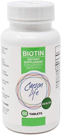 Carson Life Biotina 60 Comprimidos - Vitamina B7 para Cabello, Piel y Uñas - Metabolismo Energético - Sin Sabor