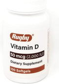 Rugby Vitamin D3 (2000 IU) - 100 Cápsulas Blandas