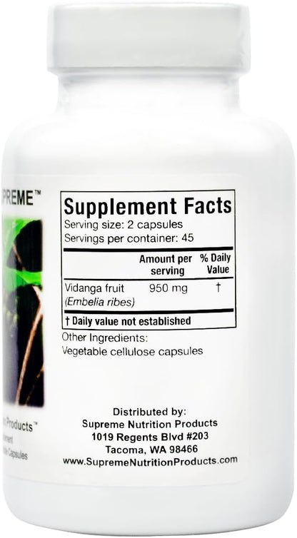 Supreme Nutrition Vidanga Supreme, 90 Cápsulas Vegetarianas – Image 2