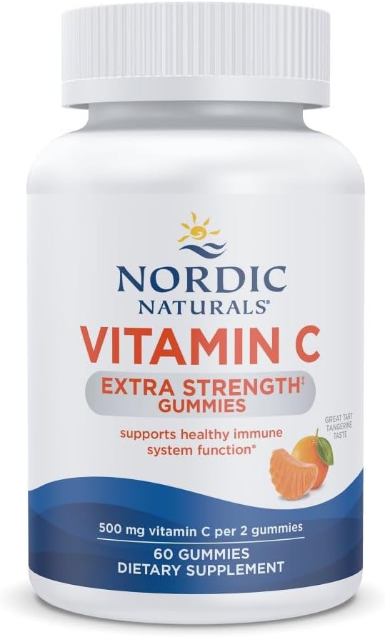 Nordic Naturals Vitamin C Extra Strength Gummies, Sabor Mandarina, 60 Gominolas