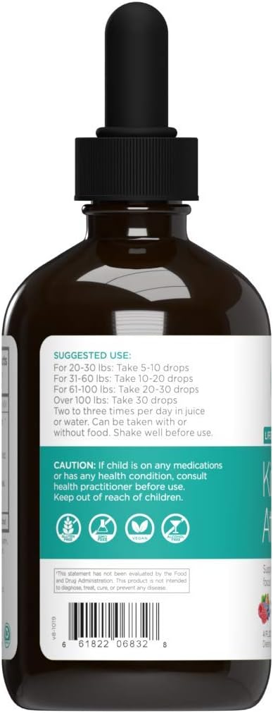 Kids' Attention Gold - Apoyo Natural para la Concentración y el Enfoque con Rhodiola - Sabor a Bayas Mixtas y Frambuesa - 118 ml
