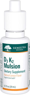 Genestra Brands D3 K2 Mulsion - Liquid D3 and K2 Vitamins - Natural Lemon Flavor - 122 Doses